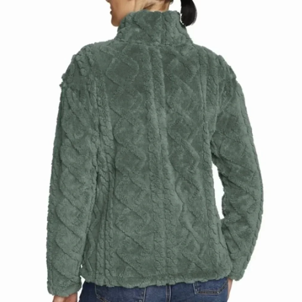 Eddie Bauer Cable Fleece Chunky Pullover Sweater, Green, Sz M